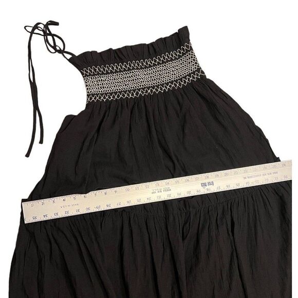 SHONA JOY Dress WMNS 6 Black Midi‎ Leda One Shoulder Tiered *MISSING WAIST TIE* - Picture 4 of 11